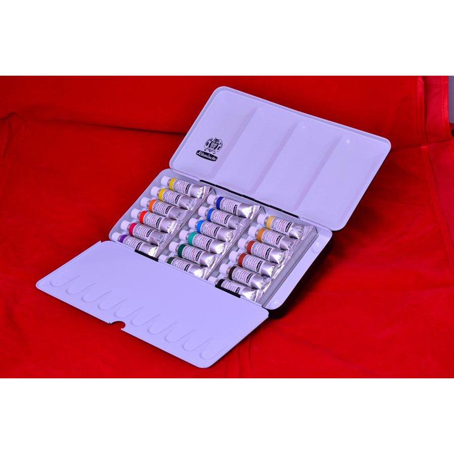 Schmincke cassetta metallo acquerelli sopraffini Horadam 18 tubi ml.5