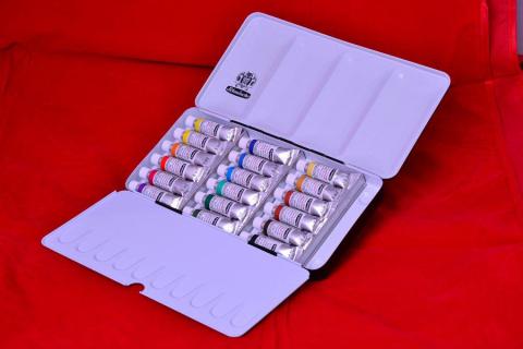 Schmincke cassetta metallo acquerelli sopraffini Horadam 18 tubi ml.5