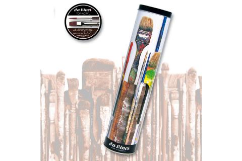 Scatola metallo DA VINCI TOP-ACRYL con 10 pennelli per colori pastosi